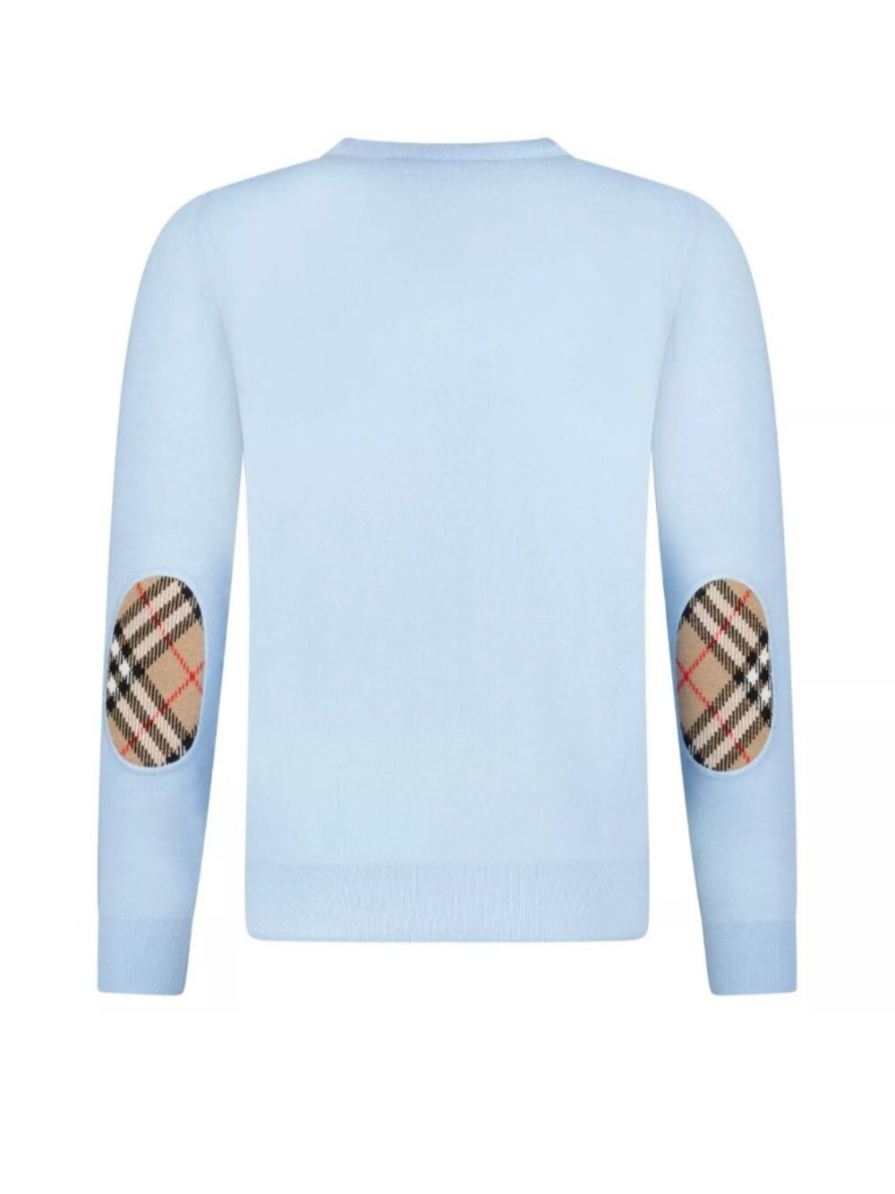 Burberry Women’s Bempton Vintage Check Patches Wool Sweater Pale Blue S 8091037